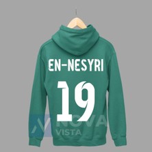 Yusuf En-Nesyri Sırt Yazı Forma Baskılı Unisex Kapüşonlu Siyah Kışlık Sweatshirt