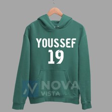 Yusuf En-Nesyri Sırt Yazı Forma Baskılı Unisex Kapüşonlu Siyah Kışlık Sweatshirt