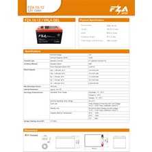 Fza 12V 15 Ah Jel / E-Bike Aküsü