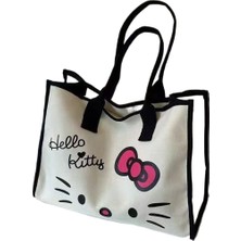 Jinchaoyouxuan Hello Kitty Büyük Kapasiteli Kanvas Çanta Moda Tote Çanta Öğrenci Sınıfı Tote Çanta (Yurt Dışından)