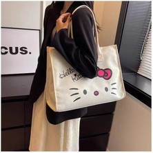 Jinchaoyouxuan Hello Kitty Büyük Kapasiteli Kanvas Çanta Moda Tote Çanta Öğrenci Sınıfı Tote Çanta (Yurt Dışından)