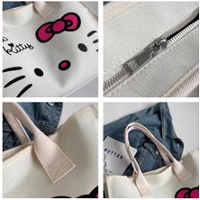 Jinchaoyouxuan Hello Kitty Büyük Kapasiteli Kanvas Çanta Moda Tote Çanta Öğrenci Sınıfı Tote Çanta (Yurt Dışından)