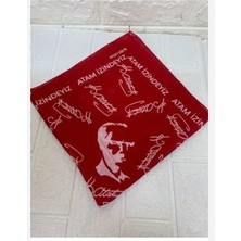 Kırmızı Atatürk Imza Fular - Bandana - 23 Nisan, 29 Ekim, 30 Ağustos, 19 Mayıs Atam Izindeyiz