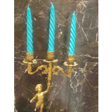 Iv Candles Homedecor 3'lü Turkuaz Burgulu Şamdan Mumu