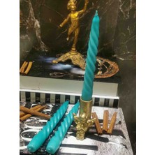 Iv Candles Homedecor 3'lü Turkuaz Burgulu Şamdan Mumu