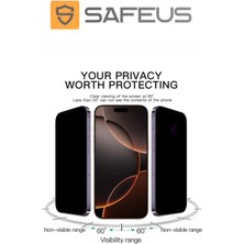 Safeus iPhone 16 Pro Tam Kaplayan Hayalet Toz Filtreli Ekran Koruyucu Cam