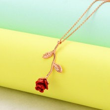Barış Takı 925 Ayar Gümüş Rose Gül Kolye