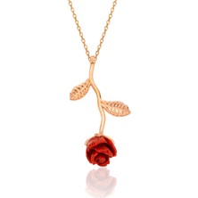 Barış Takı 925 Ayar Gümüş Rose Gül Kolye