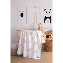 Mircotton Polar Baskılı Bebek Battaniyesi 85X110 cm Ayı ve Ay