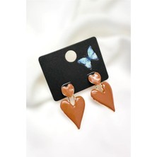 Petek Aksesuar Kalp Mineli  Küpe