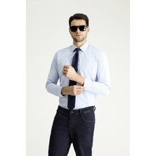 Uzun Kol Slim Fit Dar Kesim Klasik Desenli Pamuklu Gömlek