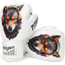 Titan Sport Beyaz Kurt Desenli Boks Eldiveni 8 oz Esnek Yapı ve Yüksek Kalite ile Rahat Kullanım