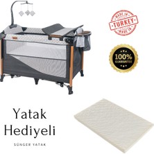 Mamma Luxury Alüminyum Anne Yanı Organizerli Dönenceli Park Yatak Beşik 70 x 110 Cm. ( Sünger Yatak  )