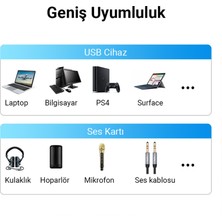 Veggieg USB Ses Kartı 3.5mm Kulaklık ve Mikrofon Girişli