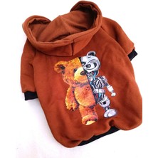 Patibör Bearrobo Içi Polarlı Kahverengi %100 Pamuk Kumaş Köpek Kıyafeti Kapüşonlu Sweatshirt