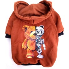 Patibör Bearrobo Içi Polarlı Kahverengi %100 Pamuk Kumaş Köpek Kıyafeti Kapüşonlu Sweatshirt