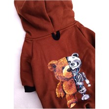 Patibör Bearrobo Içi Polarlı Kahverengi %100 Pamuk Kumaş Köpek Kıyafeti Kapüşonlu Sweatshirt