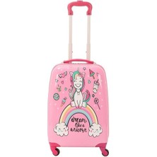 Mçs V307 Abs Çocuk Valiz-Pembe-Unıcorn Baskı