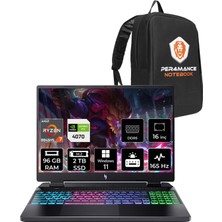 Acer Nitro 16 Amd Ryzen 7 8845HS 96GB 2tb SSD RTX4070/8GB 140W 16" Qhd+ 165Hz W11H Taşınabilir Bilgisayar & Per4 Çanta NHQSLEY001P379