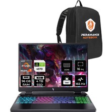 Acer Nitro 16 Amd Ryzen 7 8845HS 96GB 4tb SSD RTX4070/8GB 140W 16" Qhd+ 165Hz Fdos Taşınabilir Bilgisayar & Per4 Çanta NHQSLEY001P340