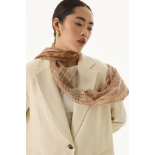 Fenza Scarf Sahra Desenli Bej Pamuklu Şal
