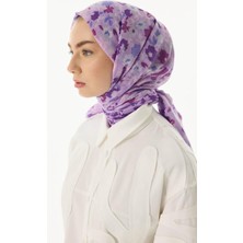 Bloom Plumeria Desen Siyah-Mavi Pamuklu Şal