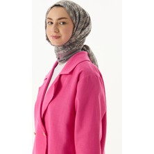 Fenza Scarf Yoko Kazayağı Desen Gri Pamuklu Şal
