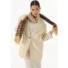 Fenza Scarf Carol Geometrik Desen Haki Pamuklu Şal