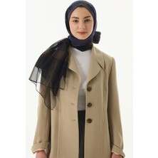 Fenza Scarf Silvia Yaldızlı Çizgi Desen Zümrüt Yün Ipek Şal
