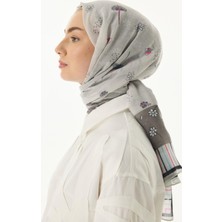 Fenza Scarf Abelia Papatya Desen Krem Pamuklu Şal