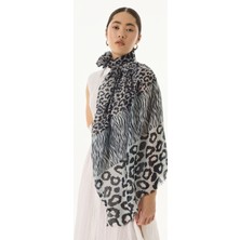 Fenza Scarf Gale Leopar Zebra Desen Bej Pamuklu Şal