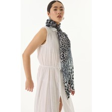 Fenza Scarf Gale Leopar Zebra Desen Bej Pamuklu Şal