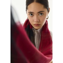 Fenza Scarf Silvia Yaldızlı Çizgi Desen Zümrüt Yün Ipek Şal
