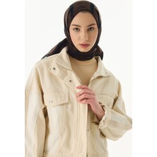 Fenza Scarf Valery Dama Desen Bej Yün Ipek Şal