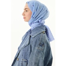 Fenza Scarf Holly Fiyonk Desen Bebe mavi Pamuklu Şal