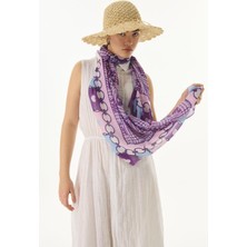 Fenza Scarf Maya Mini Kalpli Kazayağı Desen Siyah Pamuklu Şal