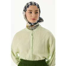 Fenza Scarf Evie Kazayağı Desen Haki Pamuklu Şal