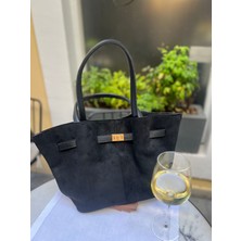 Karen Süet Toka Detaylı Siyah Kadın Çanta