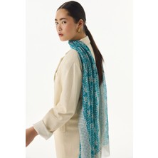 Fenza Scarf Emily Burçak Desen Turkuaz Pamuklu Şal
