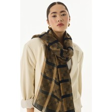 Fenza Scarf Valery Dama Desen Bej Yün Ipek Şal