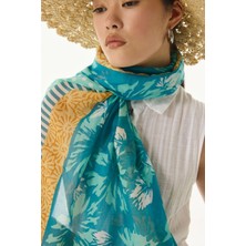 Fenza Scarf Grace Çiçek Desen Kahverengi Pamuklu Şal