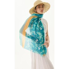Fenza Scarf Grace Çiçek Desen Kahverengi Pamuklu Şal