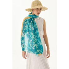Fenza Scarf Grace Çiçek Desen Kahverengi Pamuklu Şal