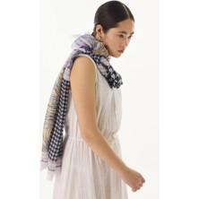 Fenza Scarf Evie Kazayağı Desen Mint Yeşil Pamuklu Şal