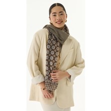 Fenza Scarf Violet Geometrik Çiçek Desen Neon Yeşil Pamuklu Şal