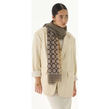 Fenza Scarf Violet Geometrik Çiçek Desen Neon Yeşil Pamuklu Şal