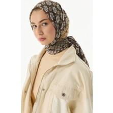 Fenza Scarf Violet Geometrik Çiçek Desen Neon Yeşil Pamuklu Şal