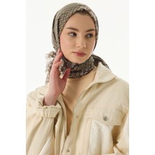 Fenza Scarf Violet Geometrik Çiçek Desen Neon Yeşil Pamuklu Şal
