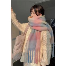 Bahels Ithal Puffy Pastel Kare Desenli Atkı Şal Omuz Şalı