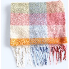 Bahels Ithal Puffy Pastel Kare Desenli Atkı Şal Omuz Şalı